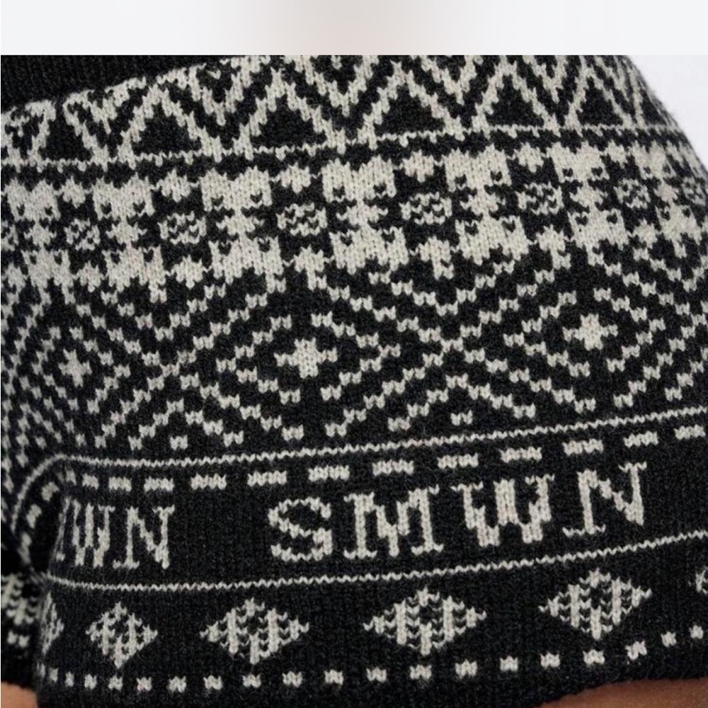 SMITH Black & Cream Fair Isle Crewneck Sweater